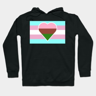 Transgender Pride Flag with Gynesexual/Gynephilic Heart Hoodie